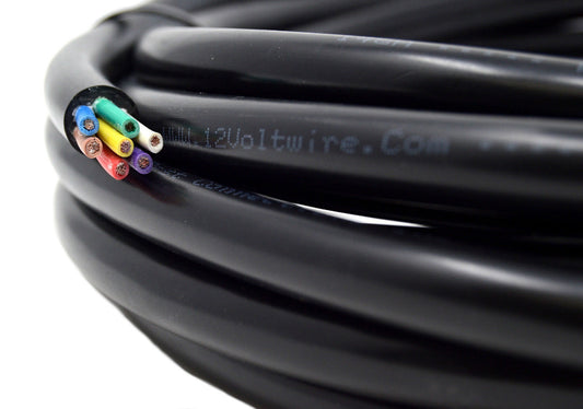 14 ga 7-Way Insulated Trailer Wire Harness 50' FT Stranded Copper