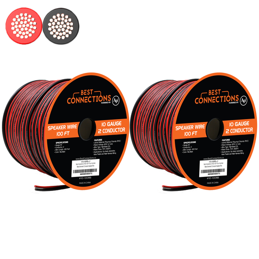 Audiopipe 10 Gauge 200 Feet Red Black Bonded 2 Conductor Speaker Wire Car Home Audio