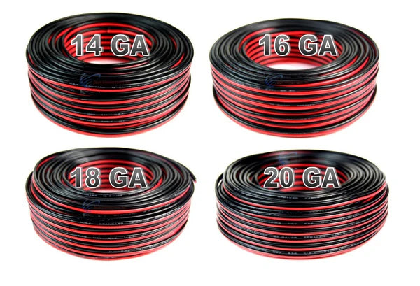 4 Pack 14, 16, 18, 20 gauge 100 Feet each Red Black Stranded Speaker Wire Zip- 400 ft. Total