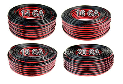 4 Pack 14, 16, 18, 20 gauge 100 Feet each Red Black Stranded Speaker Wire Zip- 400 ft. Total