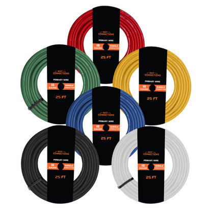 Share 18 Gauge Car Audio Primary Wire 25ft–6 Rolls Remote, Power/Ground Electrical