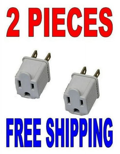 2 Pack 3 to 2 prong AC Polarized Grounding Power Plug Adapter ETL RATED GRAY