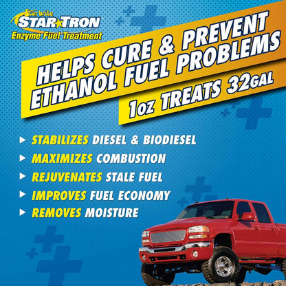 2 Pack StarTron Super Concentrated Diesel Formula - Enzyme Fuel Treatment for Engine Performance - 1 Oz Treats 32 Gallons - Stabilize & Rejuvenate Diesel, Biodiesel