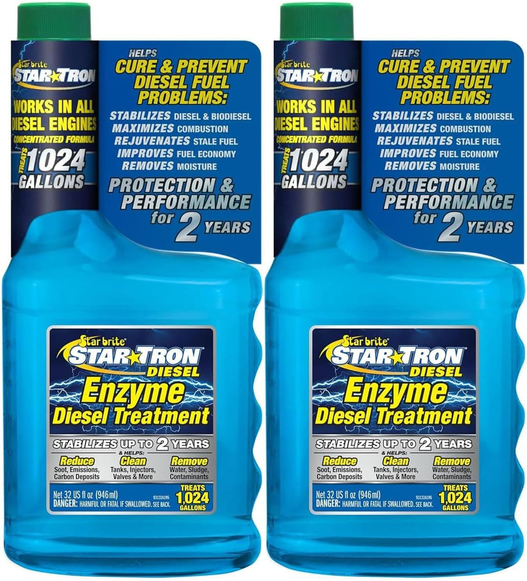 2 Pack StarTron Super Concentrated Diesel Formula - Enzyme Fuel Treatment for Engine Performance - 1 Oz Treats 32 Gallons - Stabilize & Rejuvenate Diesel, Biodiesel