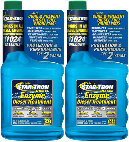 2 Pack StarTron Super Concentrated Diesel Formula - Enzyme Fuel Treatment for Engine Performance - 1 Oz Treats 32 Gallons - Stabilize & Rejuvenate Diesel, Biodiesel