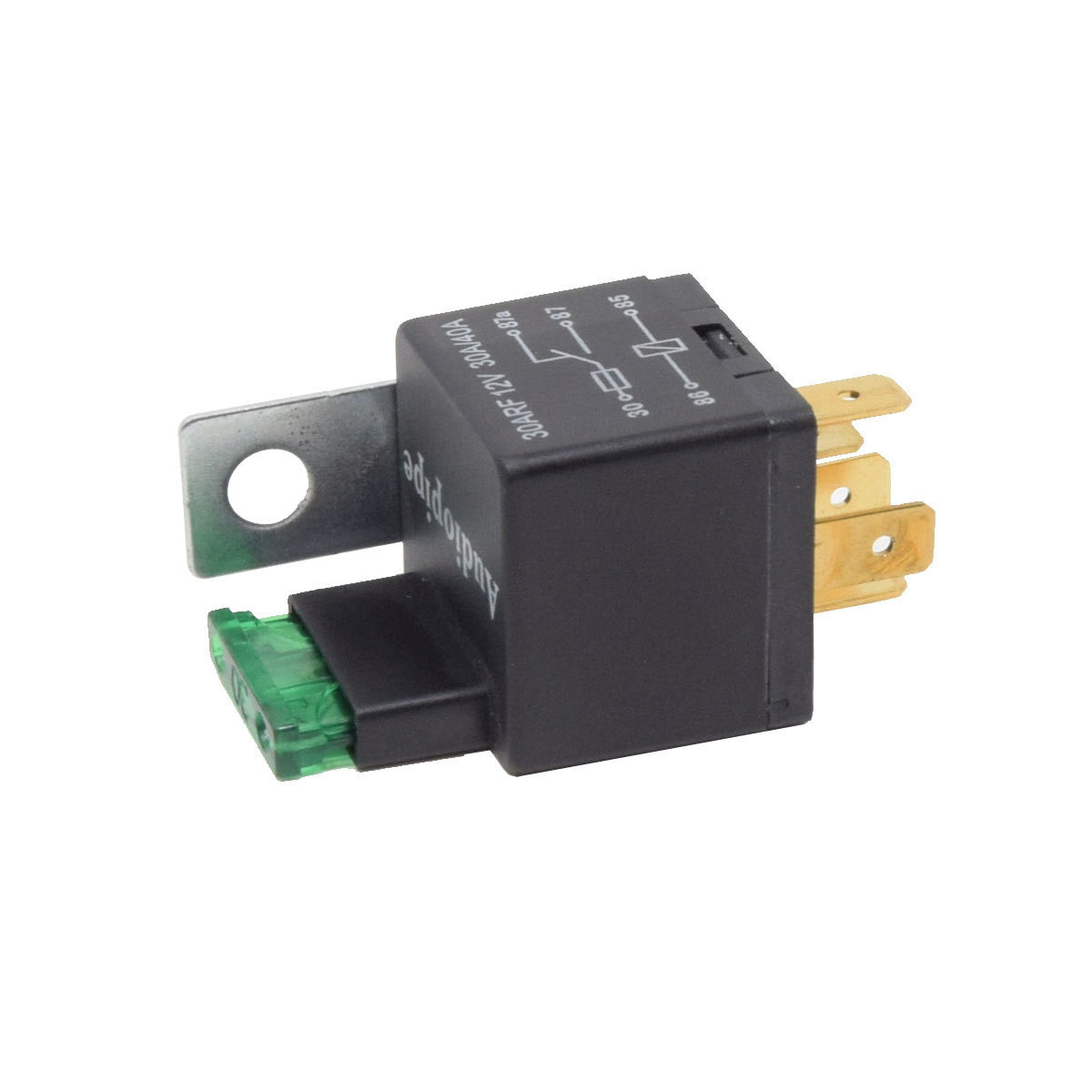 2-Pack 12V 5-Pin Relay with Built in Fuse 30A/40A Auto Metal Mounting Tab SPST