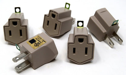 100 Pack 3 to 2 prong AC Polarized Grounding Power Plug Adapter ETL RATED GRAY