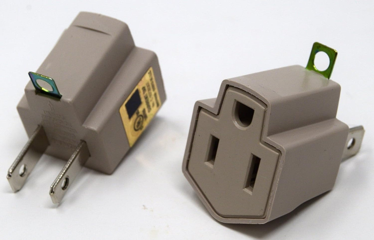 10 Pack 3 to 2 prong AC Polarized Grounding AC Power Plug Adapter ETL RATED GRAY