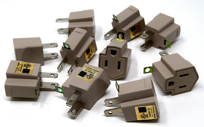 10 Pack 3 to 2 prong AC Polarized Grounding AC Power Plug Adapter ETL RATED GRAY
