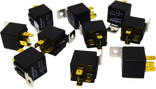 Audiopipe 10 Pack 12 Volt DC 30/40 Amp Sealed Relay Metal Tab Car Audio Alarm
