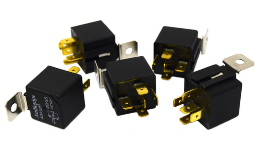 Audiopipe 5 Pack 12 Volt DC 30 40 Amp Sealed Relay Metal Tab Car Audio Alarm