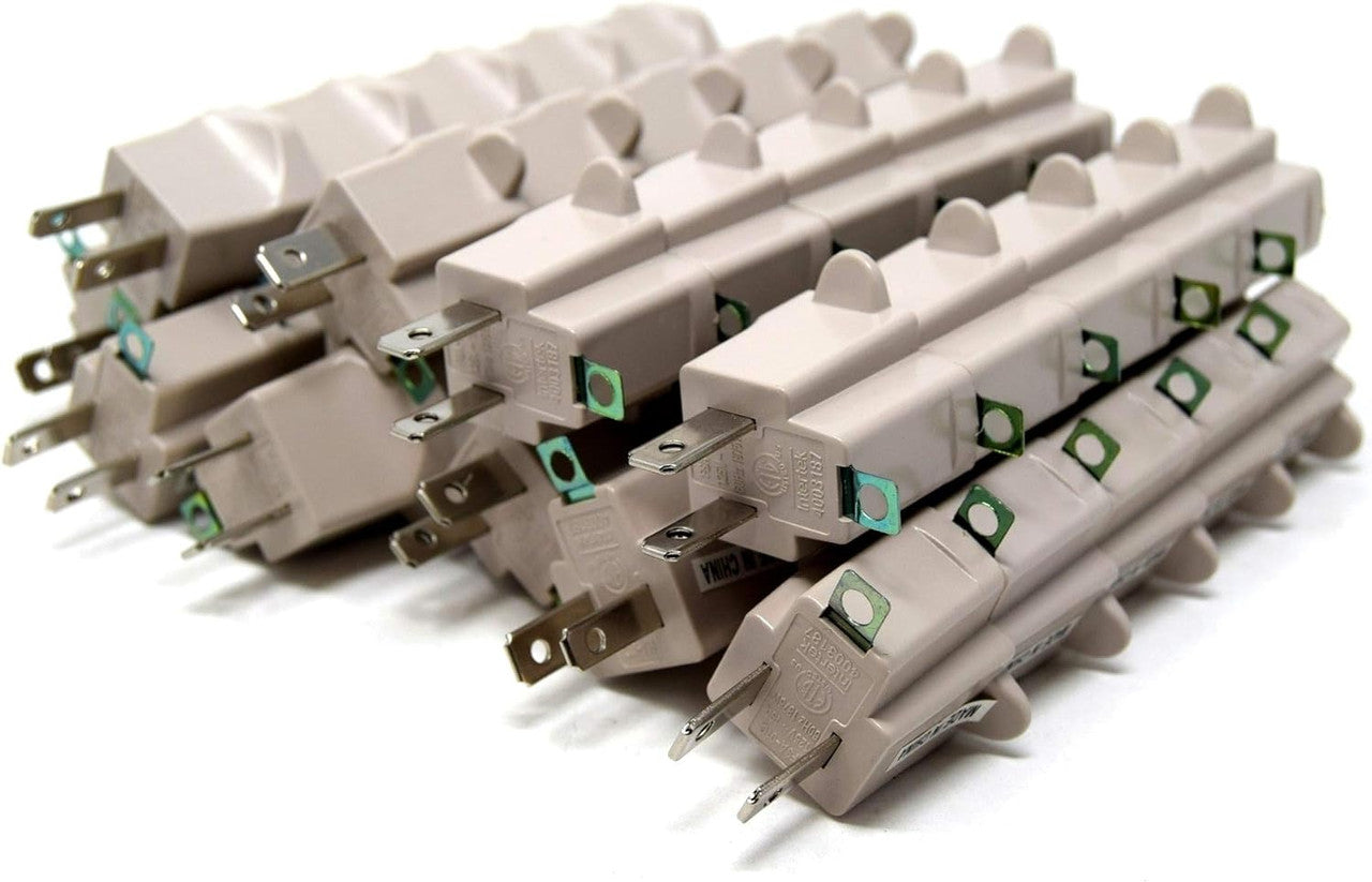 50 Pack 3 to 2 prong AC Polarized Grounding AC Power Plug Adapter ETL RATED BEIGE
