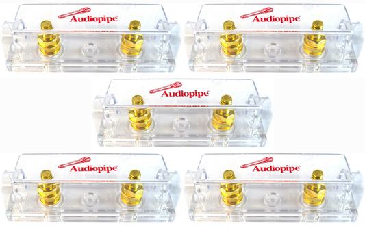 5 Pack Audiopipe Heavy Duty ANE ANL 24 Kt Gold Finish Fuse Holder Block CQ-1100