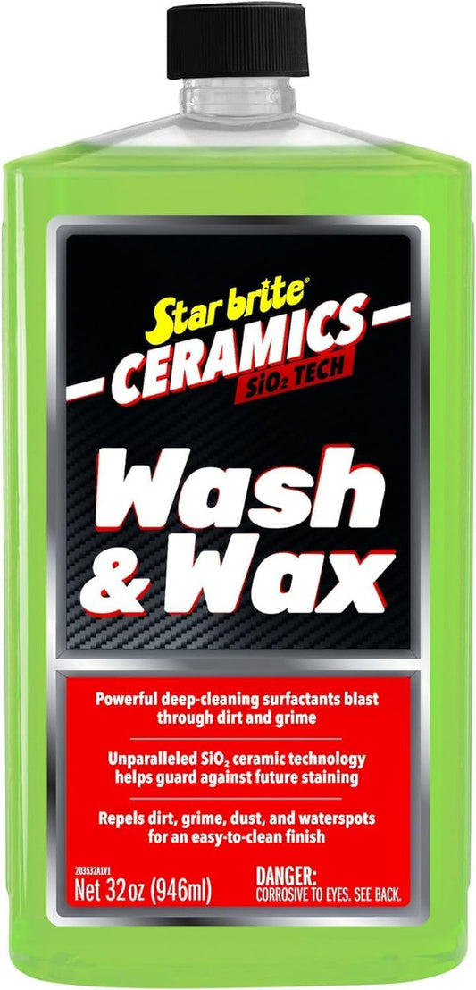 StarBrite Ceramic Wash & Wax SiO2-Infused Watermelon Scented Ultimate Protection and Shine, Repels Dirt, Grime, UV Damage - 32 oz