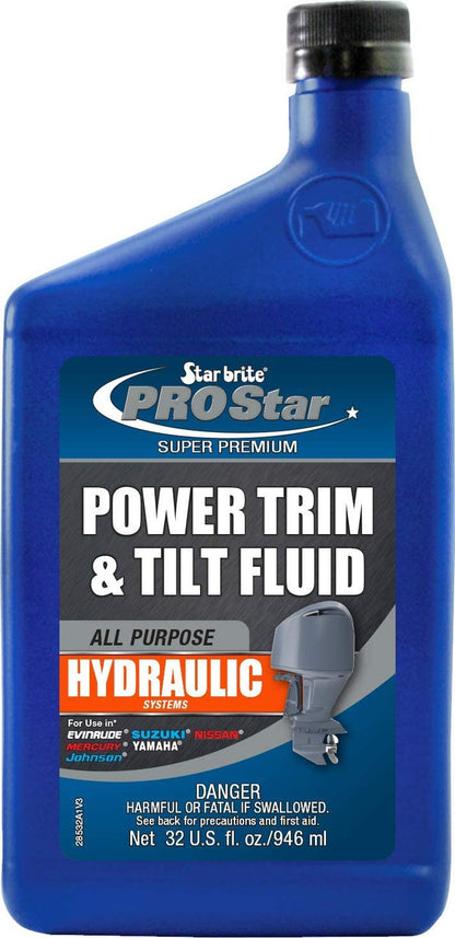 StarBrite PRO Star Power Trim & Tilt Fluid - Super Premium All Purpose Hydraulic Fluid for Trim Tabs, Power Tilt & Steering Systems - Anti-Wear, Anti-Foam - Outboard & Stern Drive Systems - 4 Pack