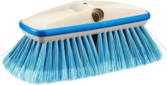 StarBrite Deluxe 8 inch Wash  Brush Head with Bumper - Dual Connections Fit Either Standard 3/4" Threaded Poles or Extend-A-Brush Handles, (Blue) Medium