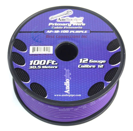 12 Gauge Car Audio Primary Wire (100ft–Purple)– Remote, Power/Ground Electrical