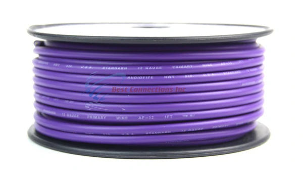 12 Gauge Car Audio Primary Wire (100ft–Purple)– Remote, Power/Ground Electrical