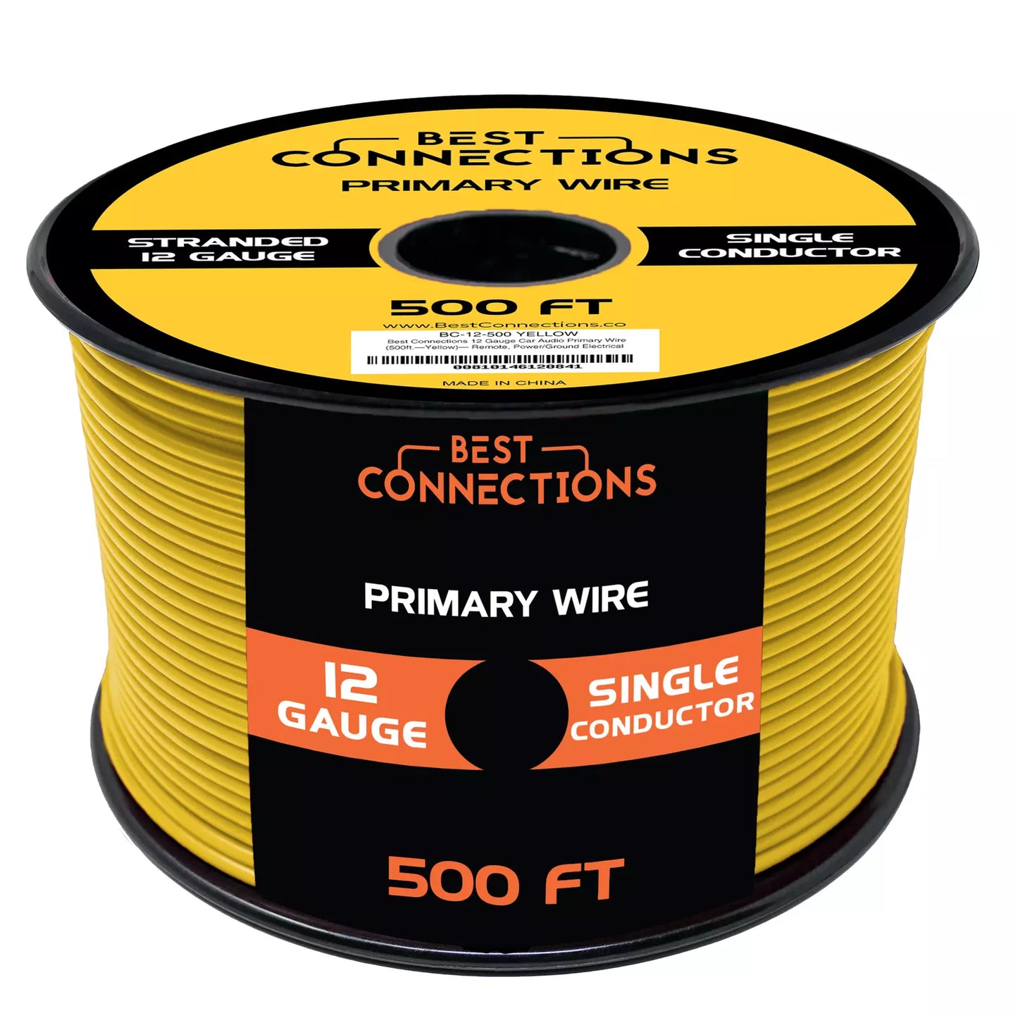 12 Gauge Car Audio Primary Wire (500ft–Yellow)– Remote, Power/Ground Electrical AP-12-500 Yellow