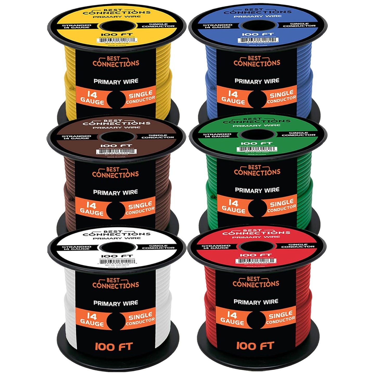 14 Gauge Car Audio Primary Wire (100ft–6 Rolls)– Remote, Power/Ground Electrical
