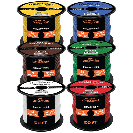 14 Gauge Car Audio Primary Wire (100ft–6 Rolls)– Remote, Power/Ground Electrical