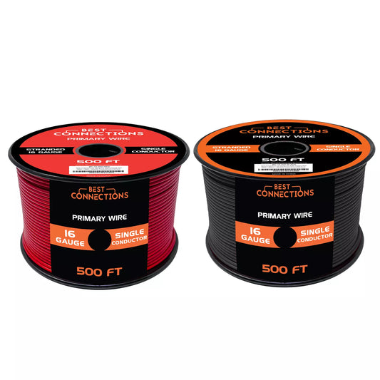 Audiopipe 16 Gauge Car Audio Primary Wire 500ft–Red,Black– Remote, Power/Ground Electrical