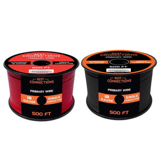 Audiopipe 18 Gauge Car Audio Primary Wire 500ft–Red,Black– Remote, Power/Ground Electrical