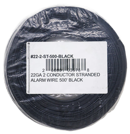 Best Connections 22 Ga 2 Conductor Stranded Alarm Wire 500ft Black UL Rated Coil Pack