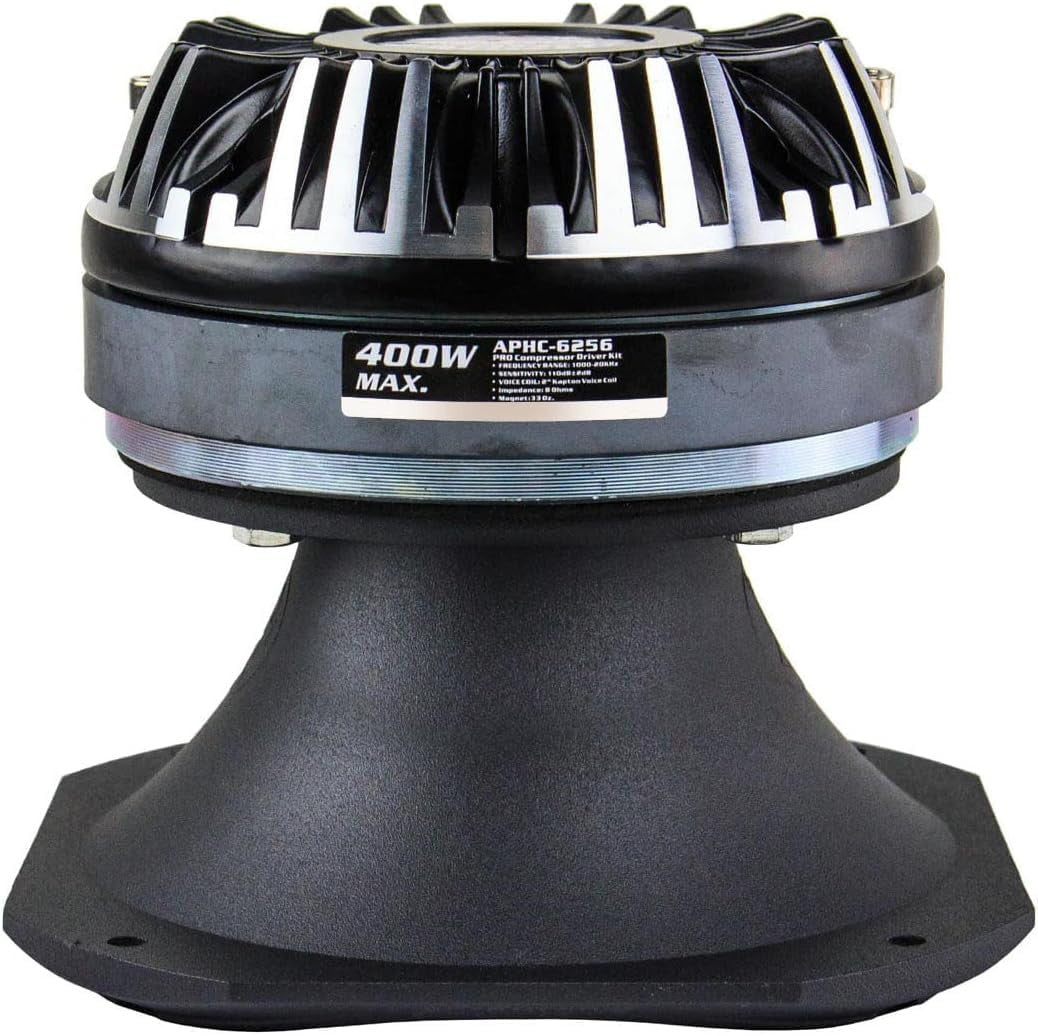 AudioPipe APHC-6256 6.2 Inch 400 Watt 8 Ohm Pro Compression Driver Tweeter Car Audio Speaker with Aluminum Horn (1 Pair)