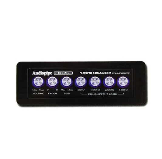 Audiopipe EQ-47BMOTO In-dash 4-Band Mini Graphic Equalizer with Sub Control