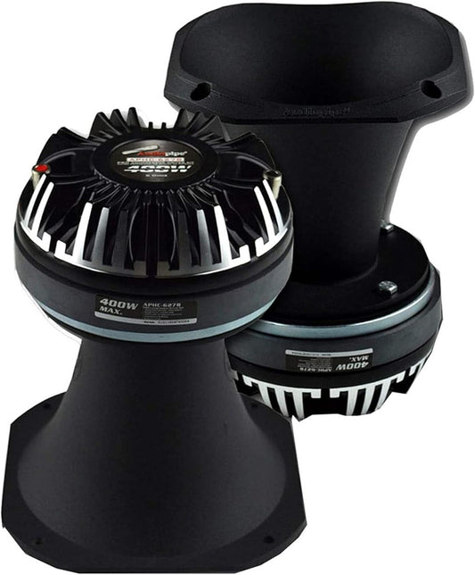 Audiopipe 6.2 Inch 400 Watt 8 Ohm Pro Compression Driver Tweeter Car Audio Speaker with Aluminum Horn - APHC-6278 (1 Pair)