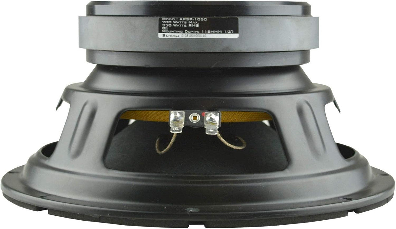 Audiopipe APSP-1050 10 Inch 700 Watt MAX, 350 Watts RMS, and 8 Ohm Dynamic Mid Range Car Audio Loudspeaker with 2.5 Inch Kapton Voice Coil, Black