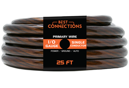 BEST CONNECTIONS 1/0 Ga 25 ft Black Translucent Power & Ground Electrical Auto Wire