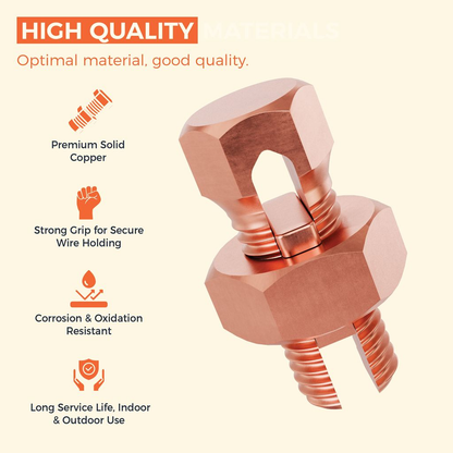 BEST CONNECTIONS 50 Pack High Strength Copper Split Bolt Connectors 4 Gauge to 8 Gauge for Solid Wire