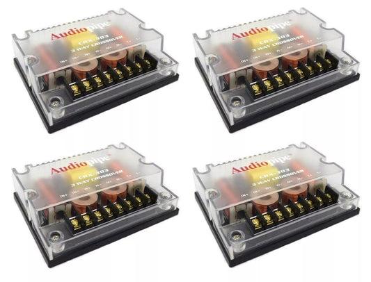 4 Pack 4 Ohm 3 Way Peak Crossover 300 Watts Passive Car Audio Signal Processor CRX-303