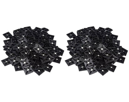 Best Connections 1" Self Adhesive Black Cable Zip Tie Mounts 200 pcs UV Protection Indoor/Outdoor Wire Fasteners Cable Clips Management Organizer Squares