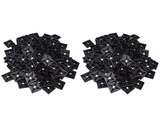1" Self Adhesive Black Cable Zip Tie Mounts 200 pcs UV Protection Indoor/Outdoor Wire Fasteners Cable Clips Management Organizer Squares