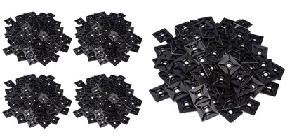 Best Connections 1" Self Adhesive Black Cable Zip Tie Mounts 500 pcs UV Protection Indoor/Outdoor Wire Fasteners Cable Clips Management Organizer Squares