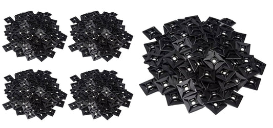 1" Self Adhesive Black Cable Zip Tie Mounts 500 pcs UV Protection Indoor/Outdoor Wire Fasteners Cable Clips Management Organizer Squares
