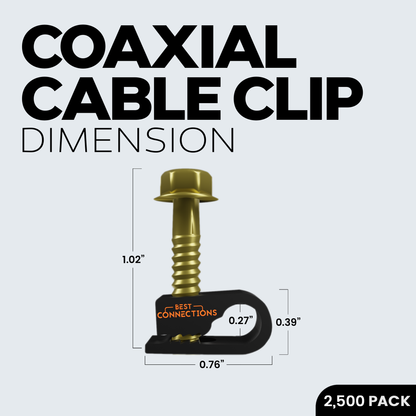 Best Connections 2500 pcs Single Black Mounting Coaxial Flex Clips w/ Pre-Inserted Screw RG6, RG5
