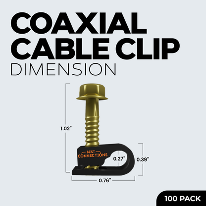 Best Connections 100 pcs Single Black Mounting Coaxial Flex Clips w/ Pre-Inserted Screw RG6, RG59