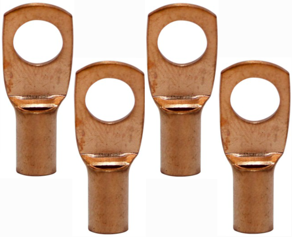 2 Pack Pipemen's Installation Solution 8 Gauge Copper Ring Tongue Terminal 1/4" IS-PTRC-8-8