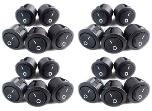 (20) Black 12 Volt Rocker ON/Off Toggle CAR Audio and Power Fog Light Switch