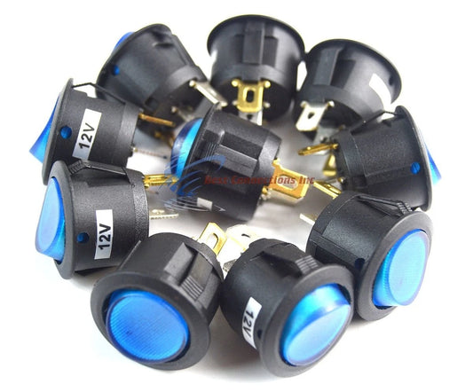 10 pieces Round Toggle Switch with Blue Color LED 12 Volt Car Lighting New