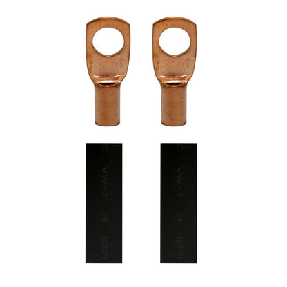 2 Pack Pipemen's Installation Solution 8 Gauge Copper Ring Tongue Terminal 1/4" IS-PTRC-8-8