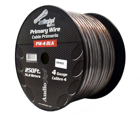 Audiopipe 4 Ga GPT Power Wire Primary Ground 250 FT Black Cable Car Audio Amplifier