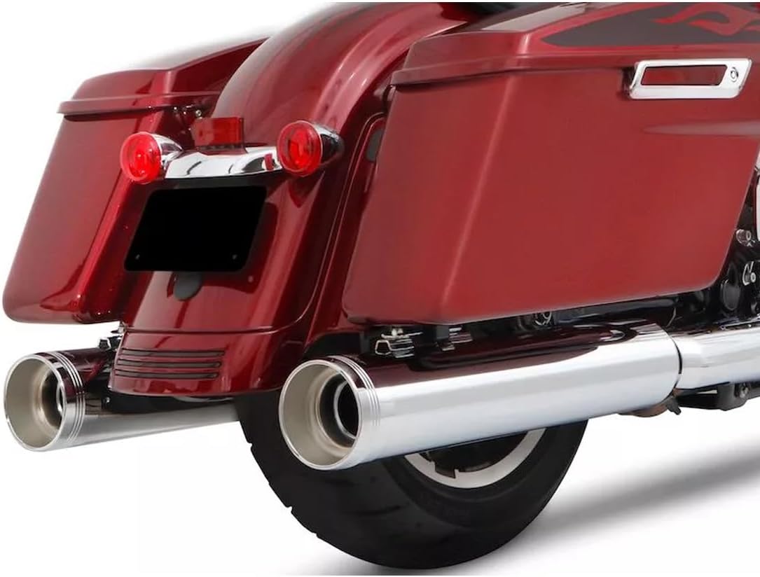 Rinehart 4.5" MotoPro 45 Slip-On Exhaust Chrome with Chrome Traditional End Caps