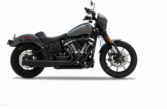 Rinehart HP40 2-into-1 Slip-on Harley Softail 2025-Later Black End Caps Badge
