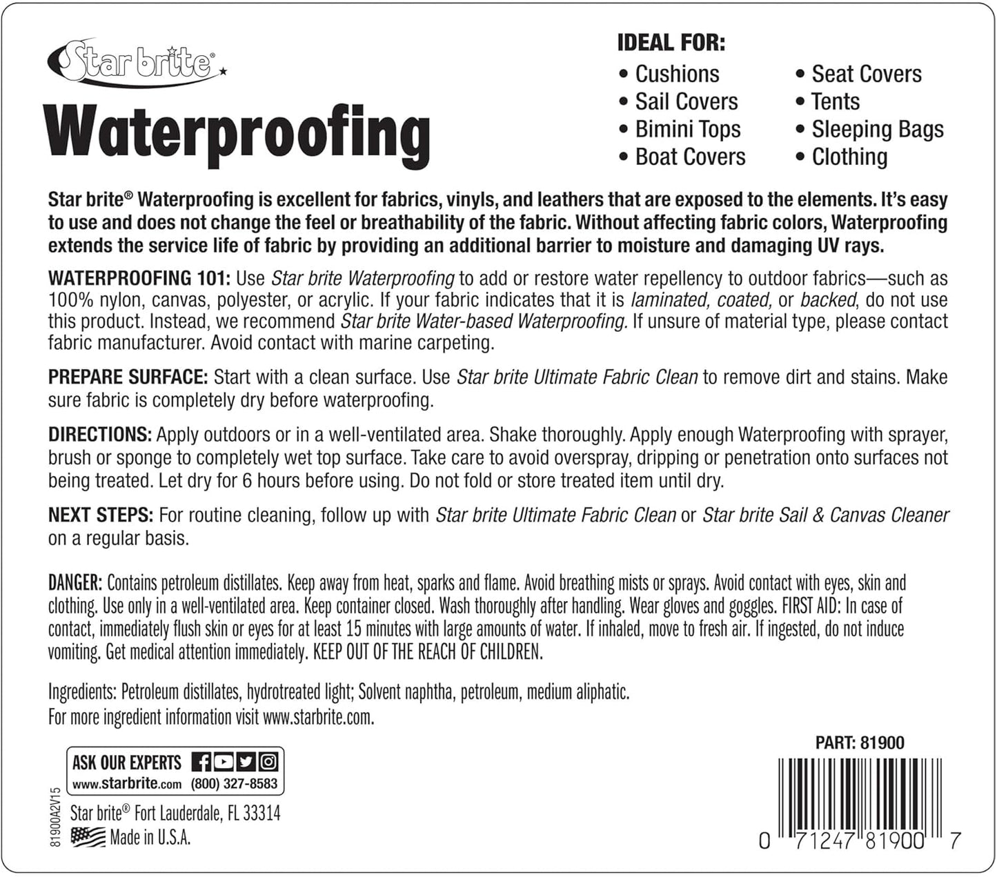 Star Brite 81900 Fabric Waterproofing w/ PTEF 1 Gallon Tent Boat Top Cover