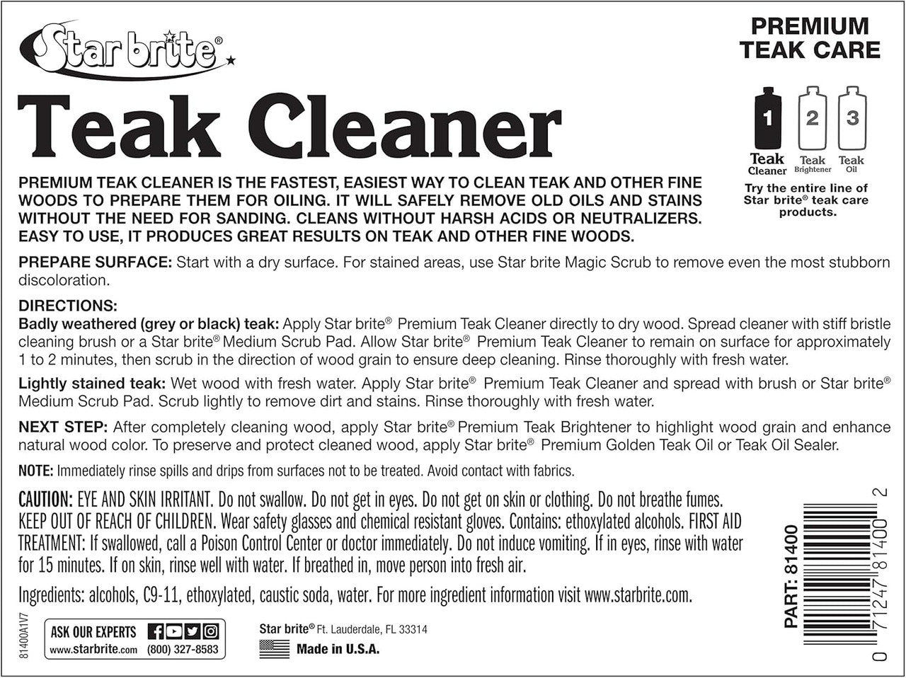 STAR BRITE Premium Outdoor Teak Cleaner 128 Ounce Gallon 081400N Restore, Renew